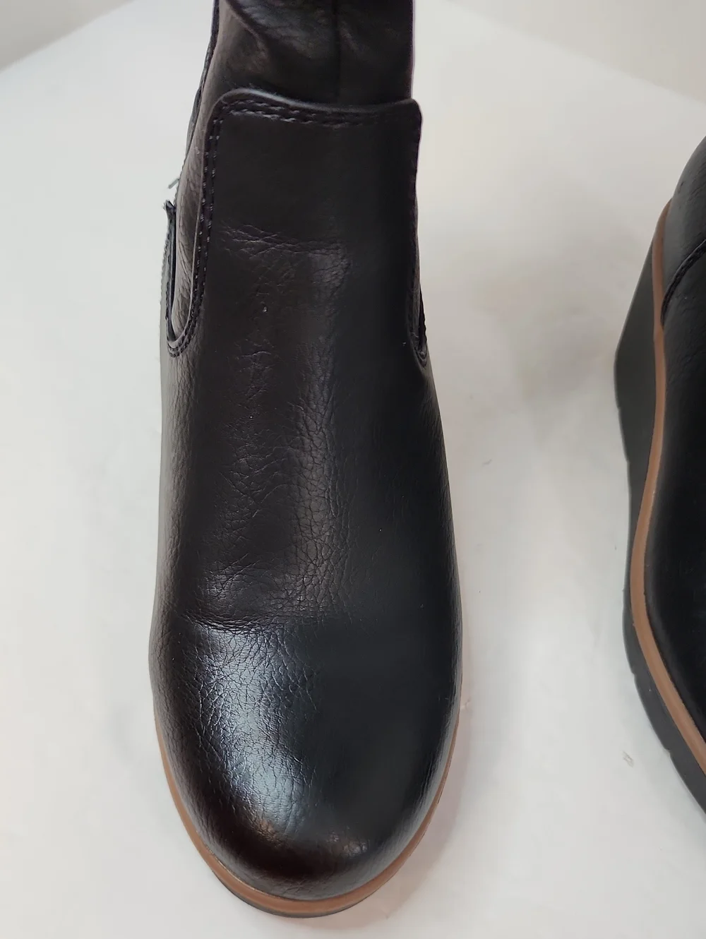 Naturalizer Black Leather Over the Knee Wedge Boots Size 5